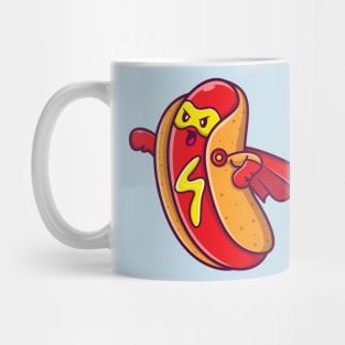 Cute Hotdog Superhero Cartoon Mug